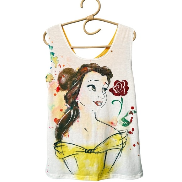Disney Boutique Belle Beauty and The Beast Rhinestone Open Bow Back TShirt Small - Picture 9 of 9